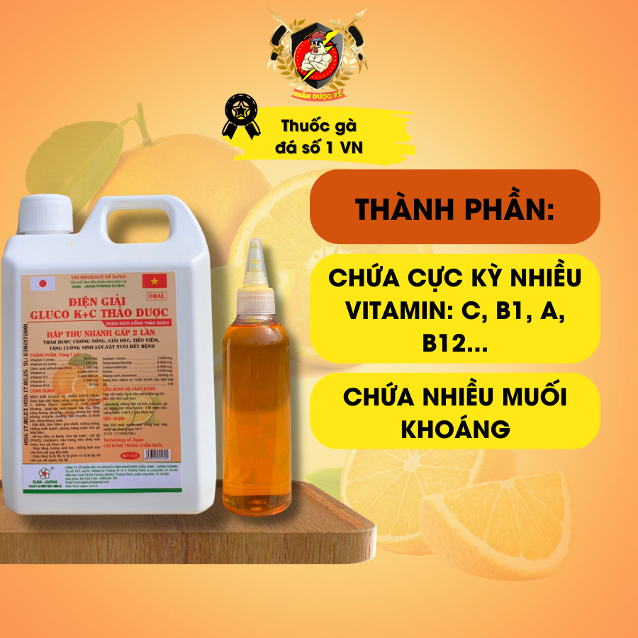 Thuốc nuôi gà đá, thuốc gà đá tăng bo , điện giải GLUCO , giúp mát gan, giải độc, cung cấp vitamin.