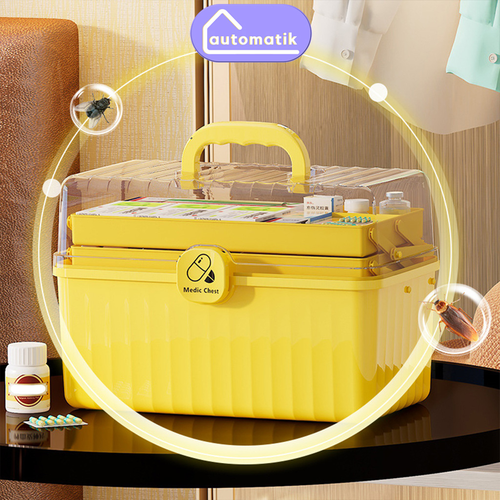 Hộp Đựng Thuốc Y Tế Automatik Cho Gia Đình, Cho Bé 3 Tầng Đa Năng, Tiện Ích