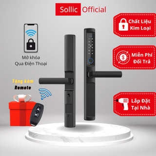 Ổ Khóa vân tay thông minh Sollic SN-04 cho cửa nhôm xingfa khóa từ mở từ xa kết nối điện thoại