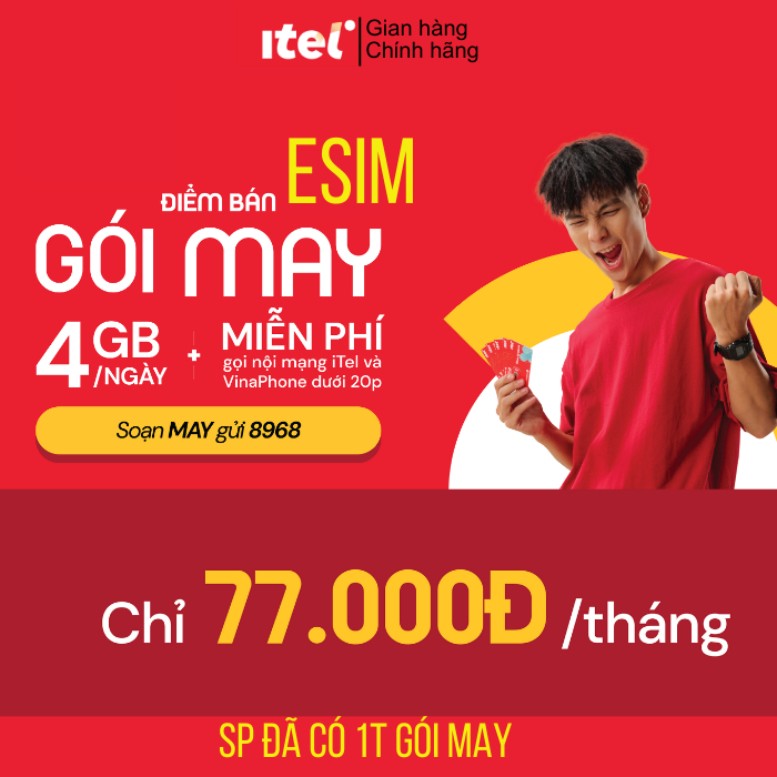 Siêu SIM 4G iTel MAY - Thoải mái DATA, không lo GIẬT LAG
