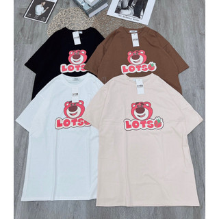 Áo phông gấu losto chất cotton khô 3158 loại 1 dày dặn form rộng nam nữ