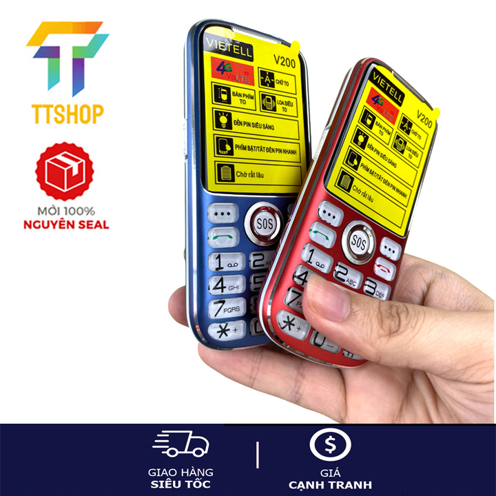 Điện thoại người già Vietell V200 - Phím to - Màn hình lớn - Mới nguyên hộp