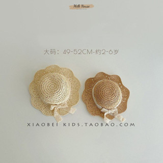 Nón mũ cói vành có dây đeo đính nơ phong cách hàn quốc cho bé từ 2 đến 5 tuổi