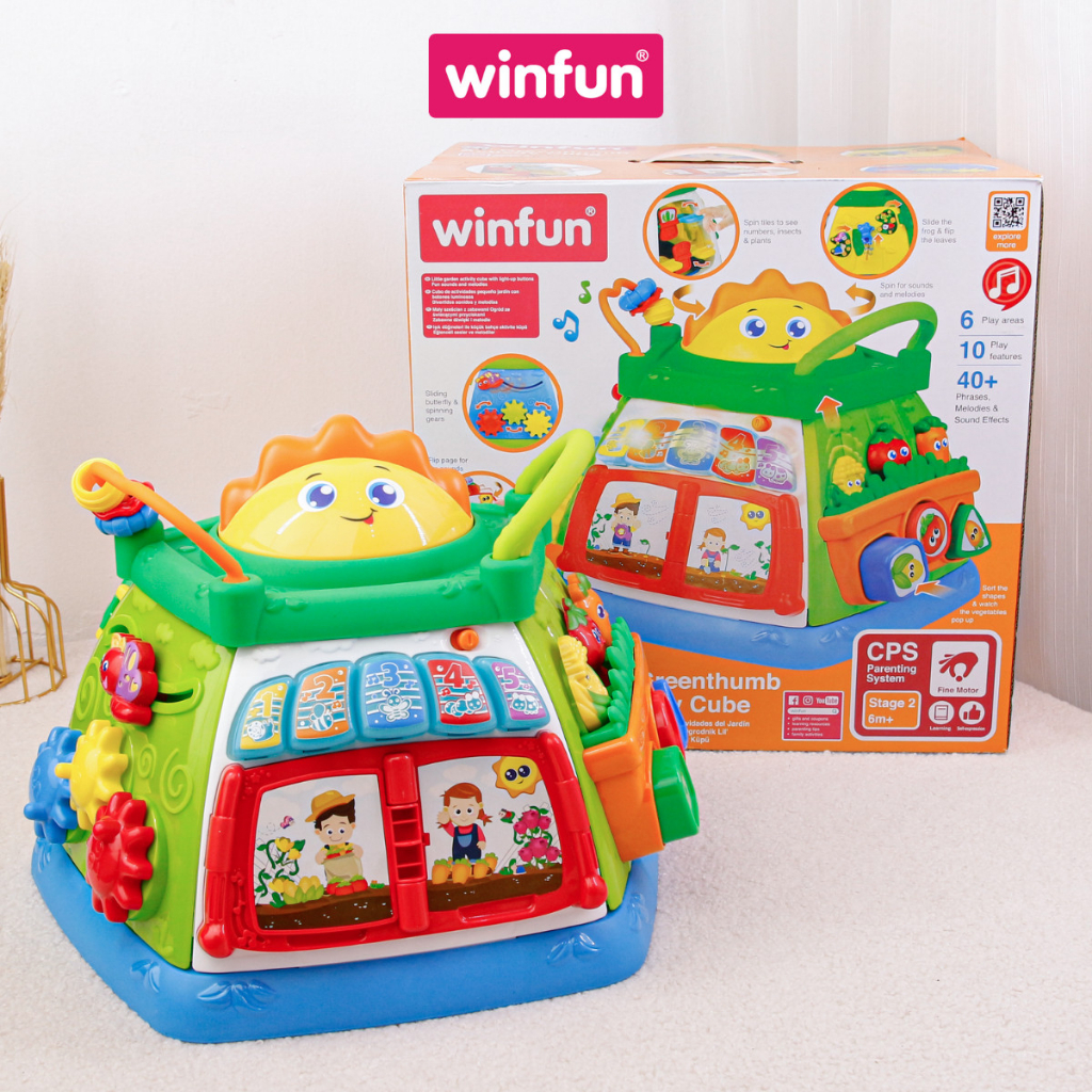 Hộp phát nhạc, khối lập phương đồ chơi khám phá khu vườn trên mây Winfun 0631-NL - cho bé từ 6 tháng trở lên