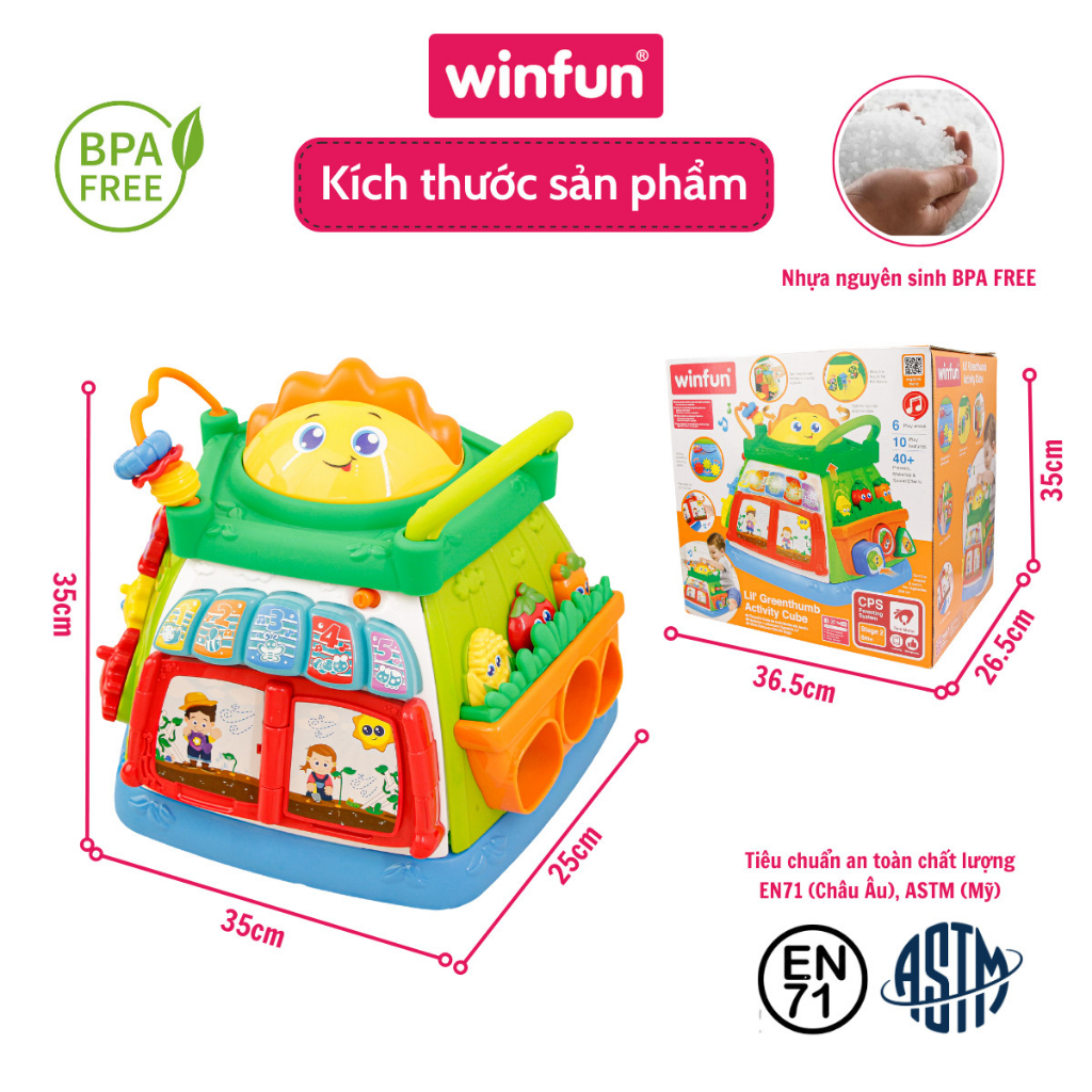 Hộp phát nhạc, khối lập phương đồ chơi khám phá khu vườn trên mây Winfun 0631-NL - cho bé từ 6 tháng trở lên
