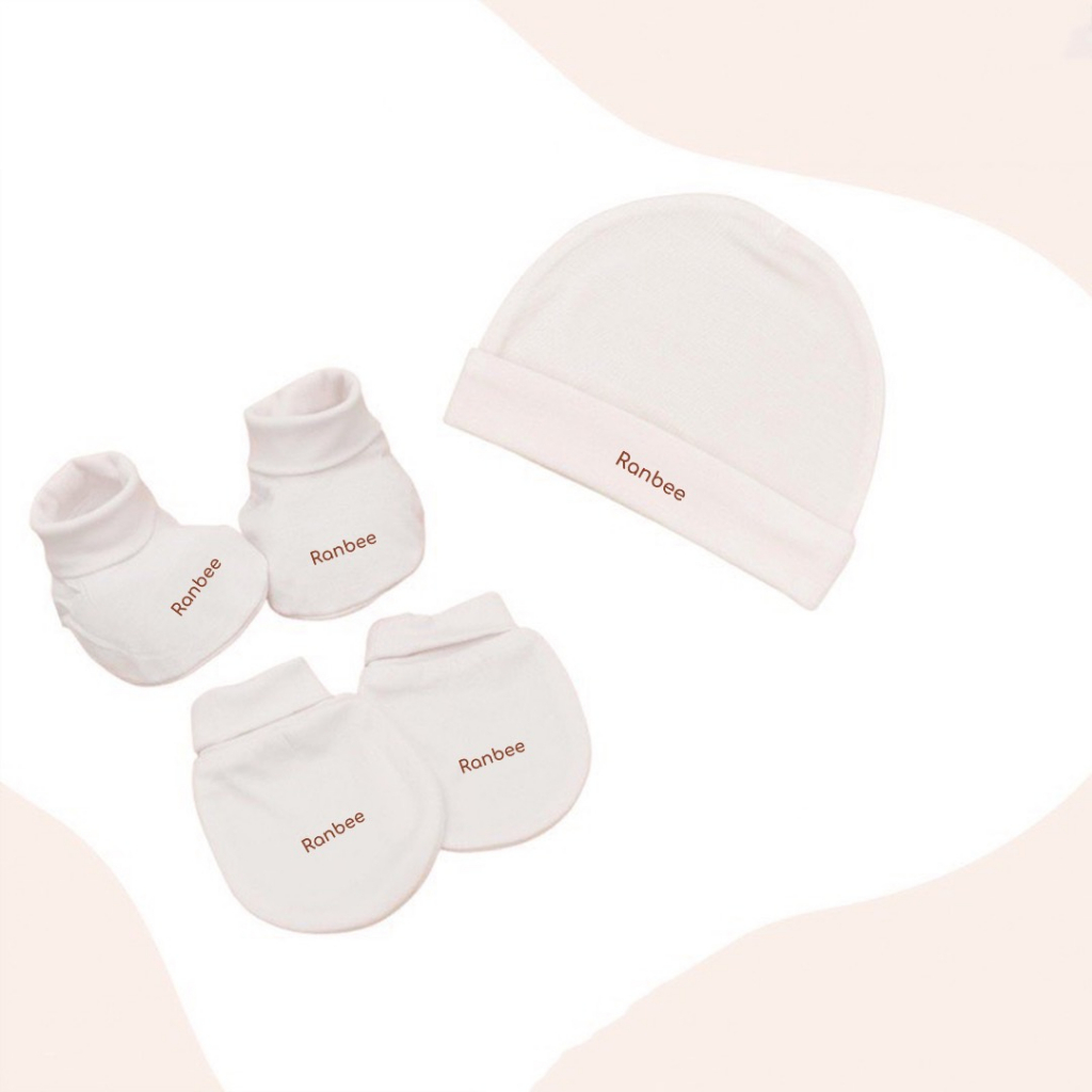 Set bao tay bao chân kèm mũ, yếm cho bé sơ sinh Ranbee chất liệu Modal cao cấp - PN035