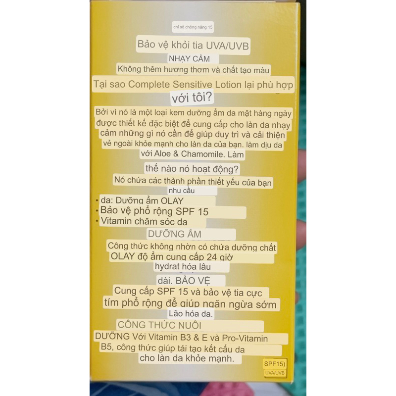 Kem chống nắng Olay Complete SPF 15+ Sensitive Skin Lotion 150ml