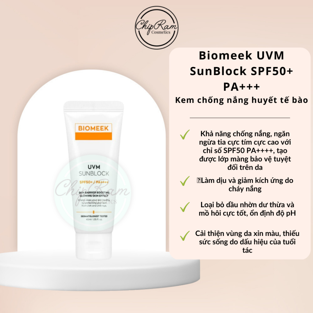 Kem chống nắng vật lý Biomeek chống nắng phổ rộng, dùng được cho da dầu da nhạy cảm 40ml