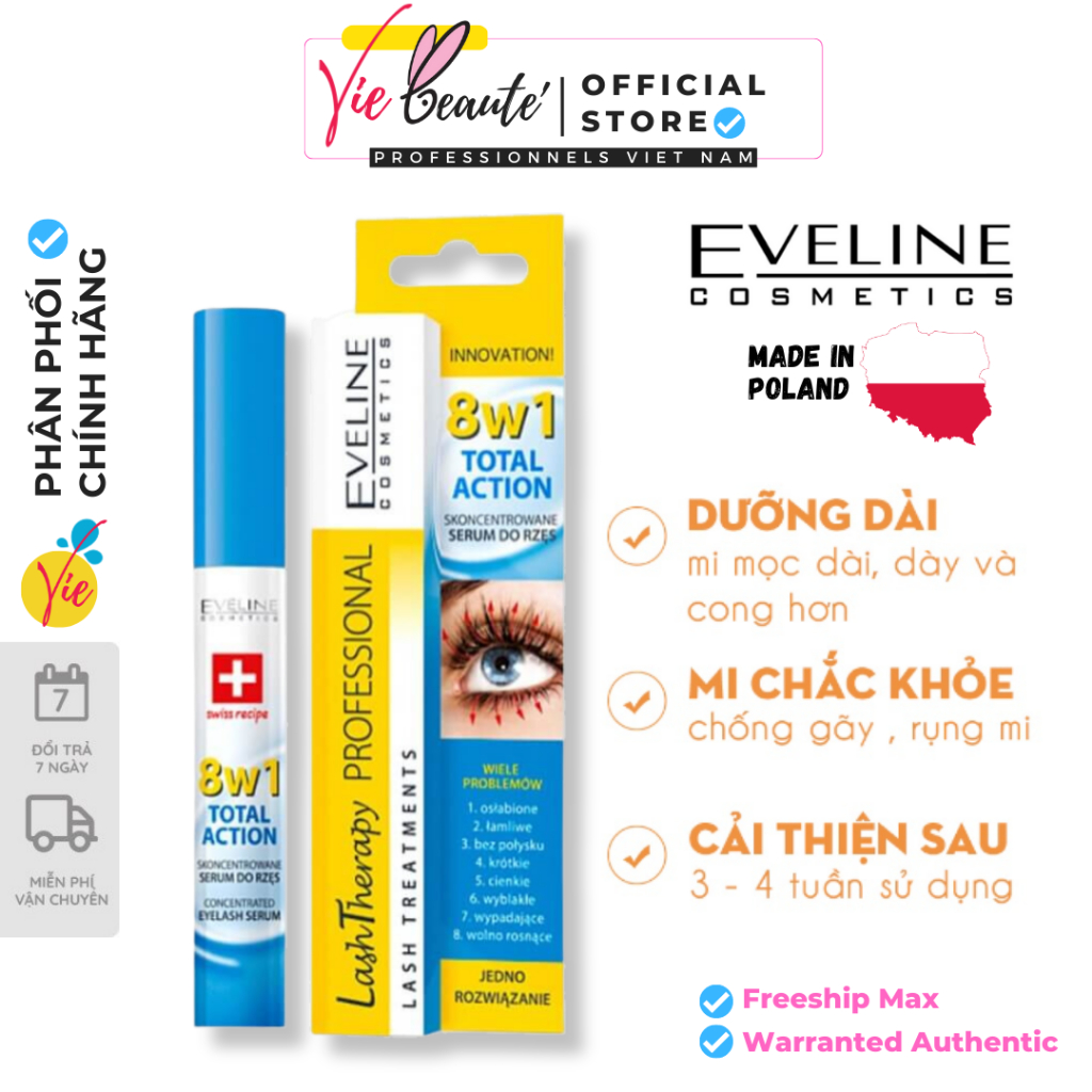 Huyết Thanh Dưỡng Mi Eveline 8 in 1 Total Action Lash Therapy Professional