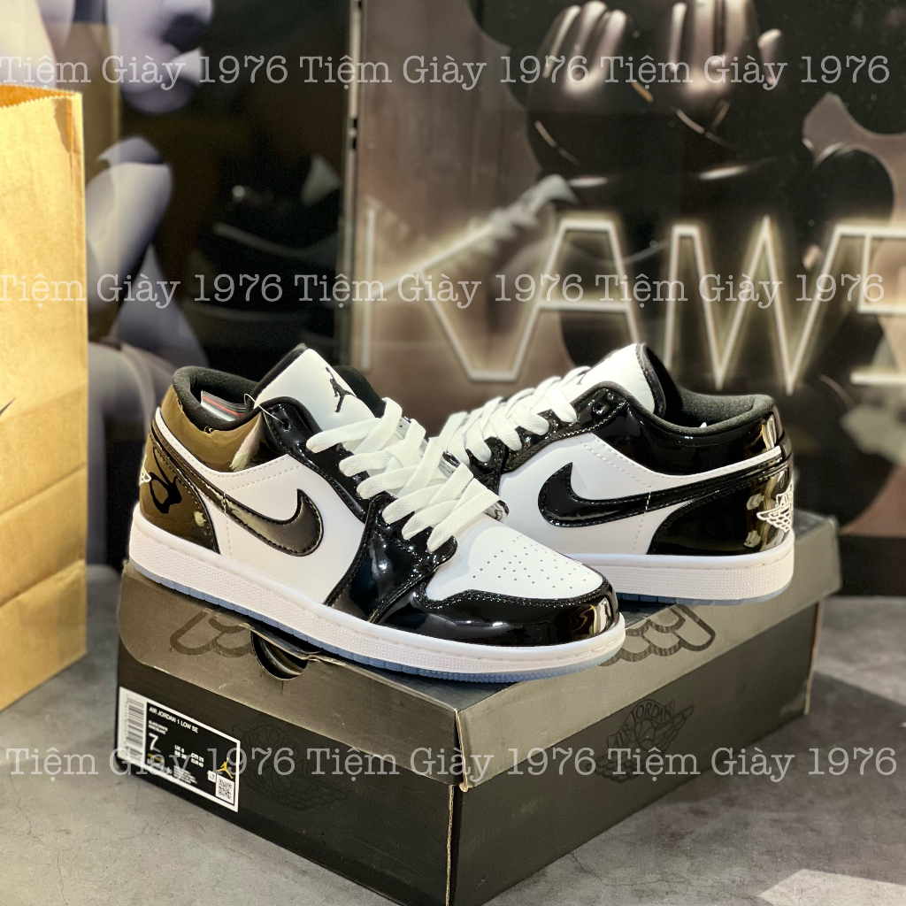 Giày Thể Thao Jordan 1 Thấp Cổ Đen Bóng Đế Trong Jd1 Low Dark Concord