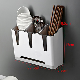 Hộp đựng đũa thìa nhà bếp, ống đựng đũa, hộp đũa 3 ngăn nhà bếp dán tường
