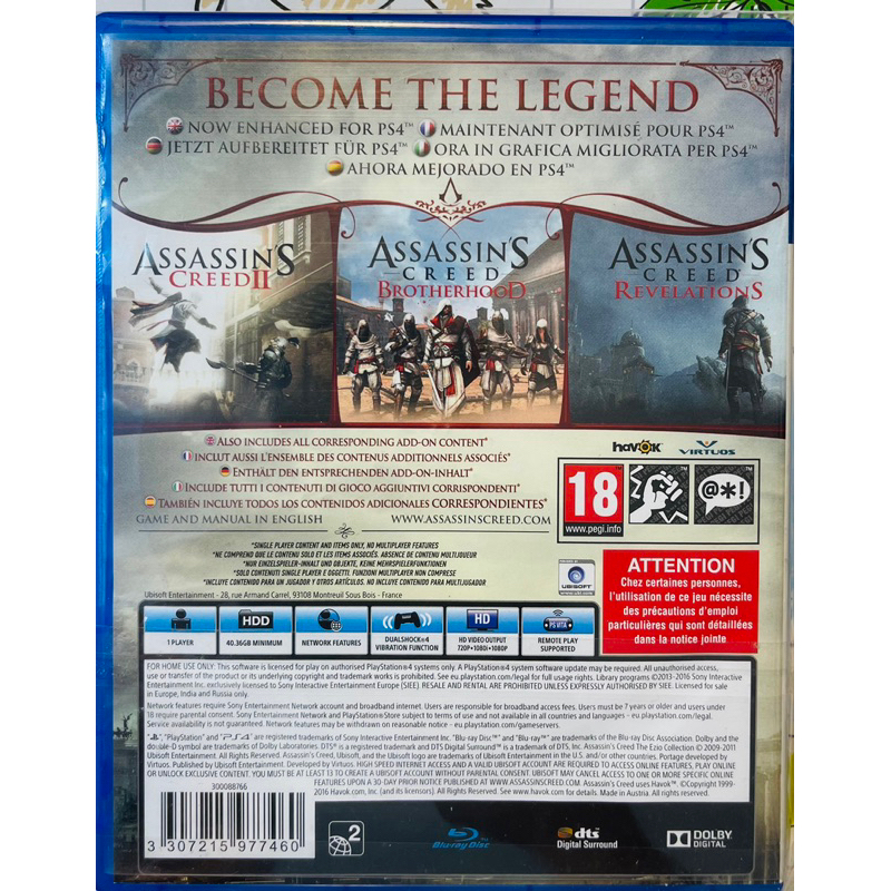 Đĩa game ps4 : Assassin Creed The Ezio Collection