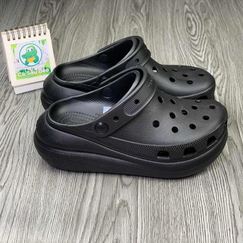 Dép sục cross classic crush unisex đế cao 7cm tặng kèm 12 stickers 3D hoặc 18 hình 2D gắn dép, full tag tặng túi tote
