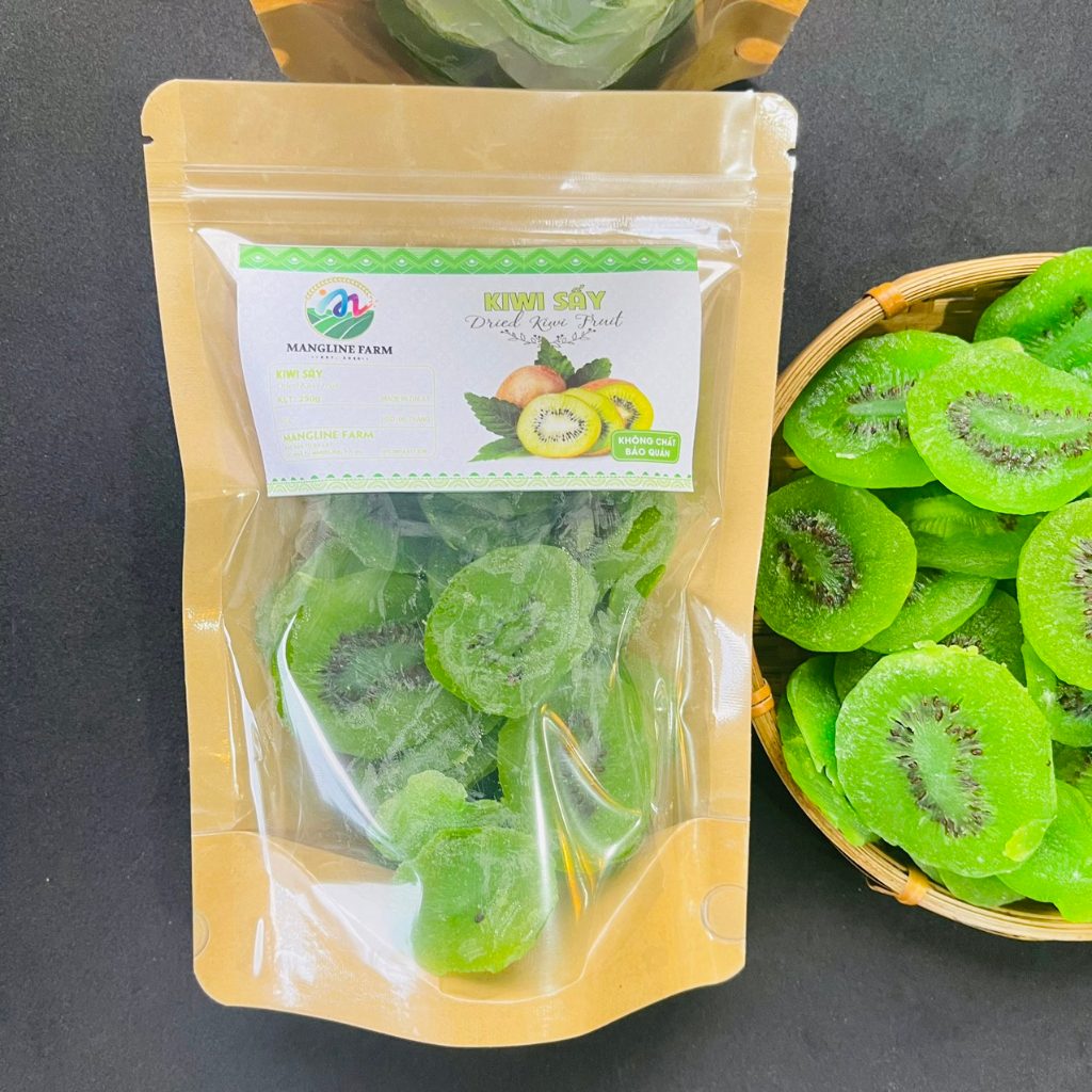 Kiwi sấy dẻo Mangline Farm 250g đồ ăn vặt chua ngọt thơm ngon ăn là ghiền đặc sản Đà Lạt