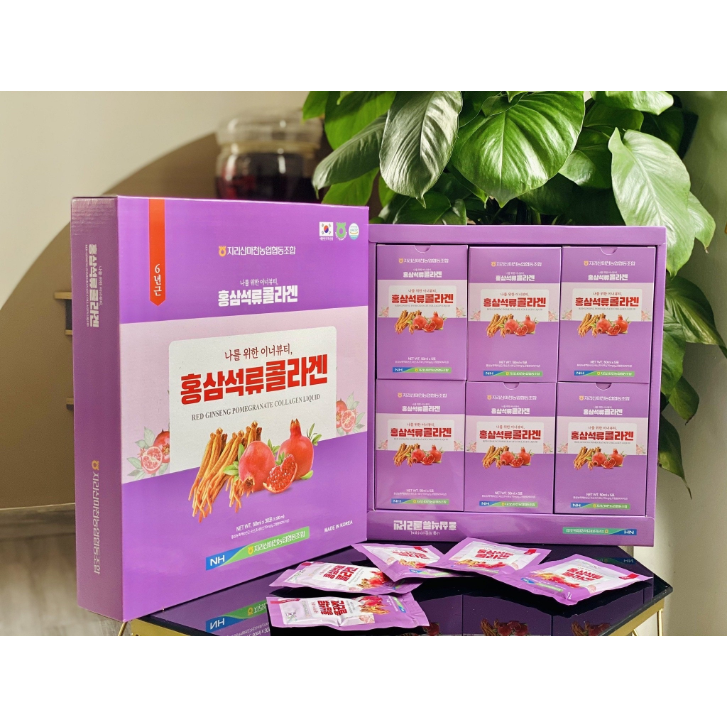 ￼(Date 9/2025) Nước Hồng Sâm Collagen Lựu Hàn Quốc Hộp 30 gói x 50ml