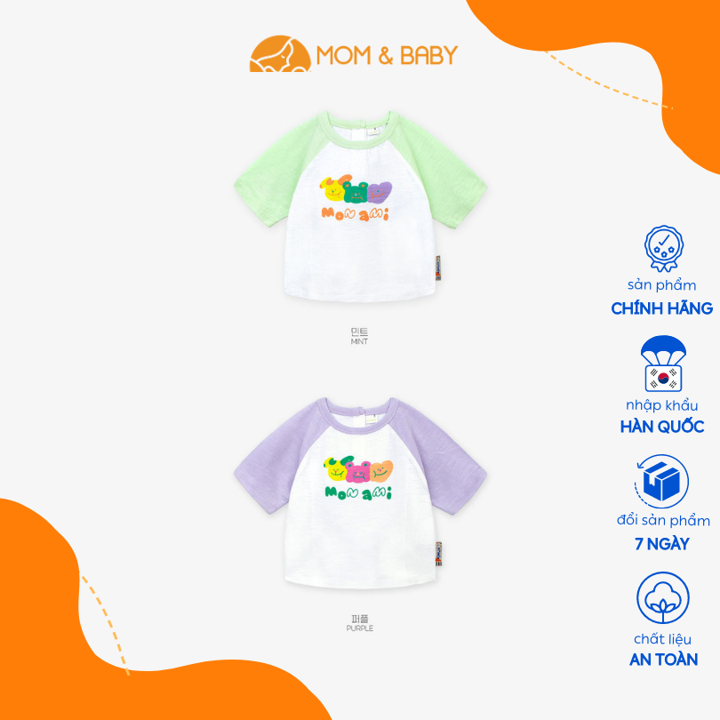 Áo thun cotton cho bé trai, bé gái Pimpollo thương hiệu Hàn Quốc xanh, tím MOM & BABY KLECT04