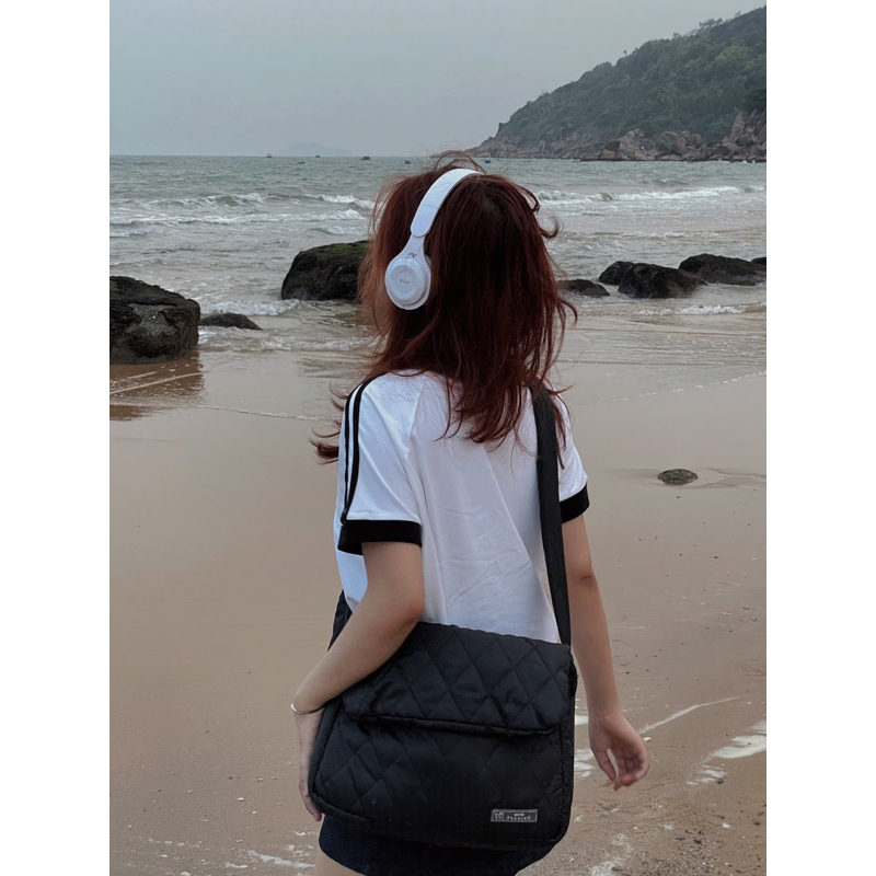 TÚI ĐEO CHÉO CHẦN BÔNG GÒN CAO CẤP - TÚI VẢI DÙ CHẦN BÔNG CÚC BẤM SAMIÉ PREMIUM - TÚI ĐEO ĐI CHƠI TÚI ĐEO ĐI HỌC