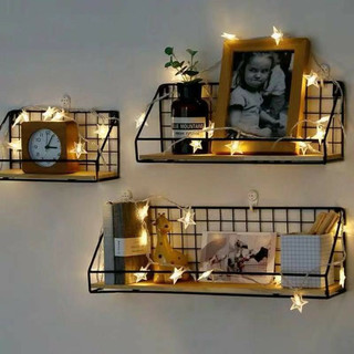 Kệ sắt đáy gỗ treo tường để đồ đa năng, kệ để đồ trang trí decor không khoan tường