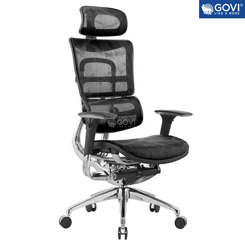 Ghế công thái học GOVI Ergonomic Solo S801 - Tựa đầu tựa tay điều chỉnh, chân hợp kim, ngả lưng khóa đồng bộ 90-135 độ