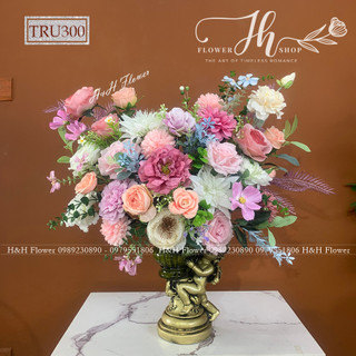 Bình hoa lụa để bàn, trang trí kệ, bình hoa thiên sứ - hoa lụa cao cấp h&h flower