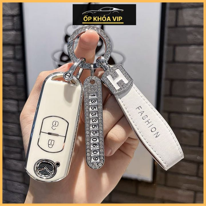 Ốp TPU dẻo viền bạc các dòng xe Mazda 2 nút thông minh và các dòng Mazda tương thích by Ốp khóa VIP