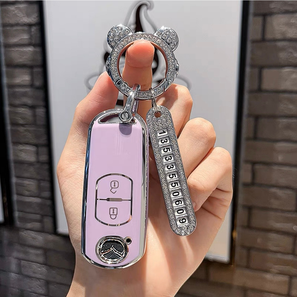 Ốp TPU dẻo viền bạc các dòng xe Mazda 2 nút thông minh và các dòng Mazda tương thích by Ốp khóa VIP