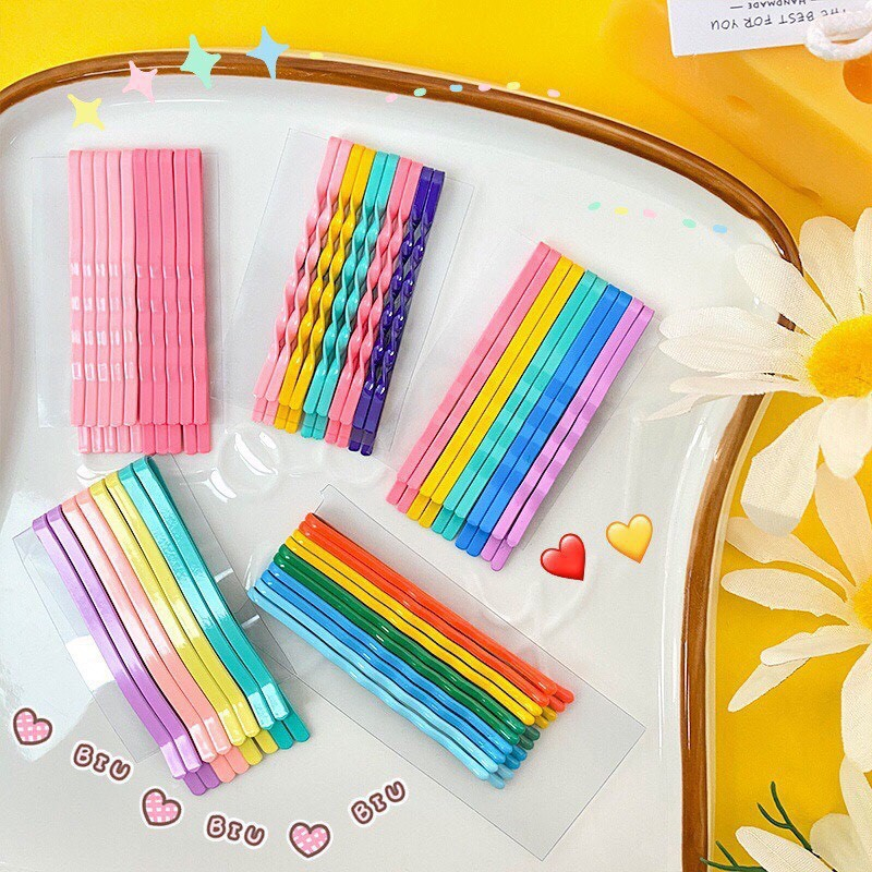 Kẹp tóc nhiều màu sắc ngẫu nhiên dễ thương kẹp tăm kẹp mái 1 cái
