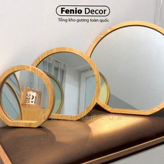 Gương để bàn trang điểm Fenio Decor viền gỗ nhiều kích thước nhỏ xinh gập gọn