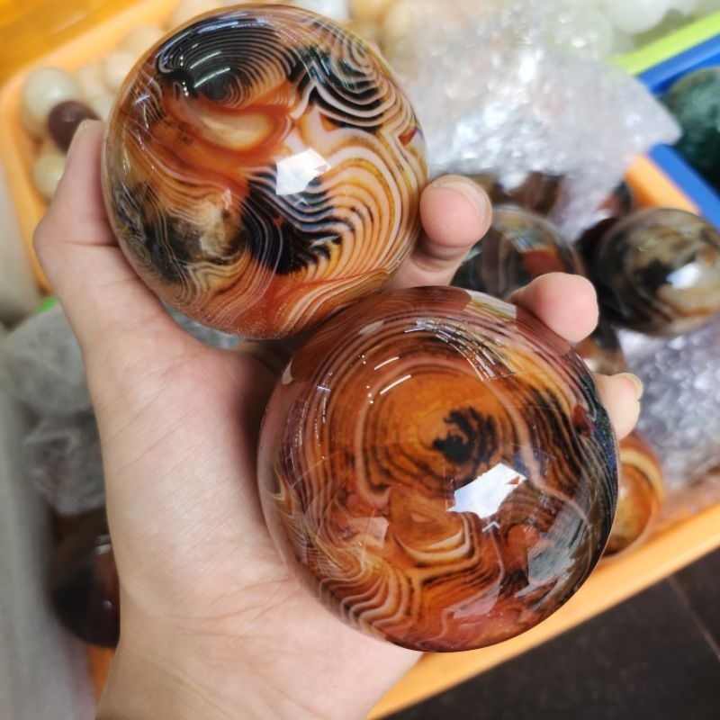 Bi cầu đá mã não madagascar hàng tự nhiên