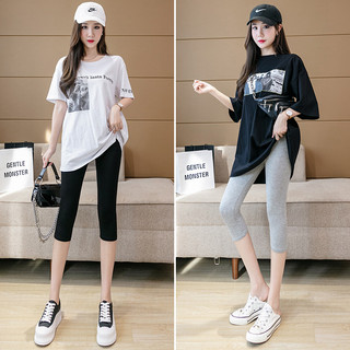 Quần legging nữ lửng ngố lưng cao chất liệu cotton mát mềm siêu co dãn