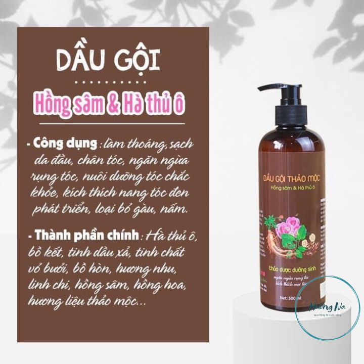 Dầu gội thảo dược hồng sâm hà thủ ô cô đặc 500ml- 1000ml , kiềm dầu, sạch gàu, nấm ngứa, thảo dược liệu