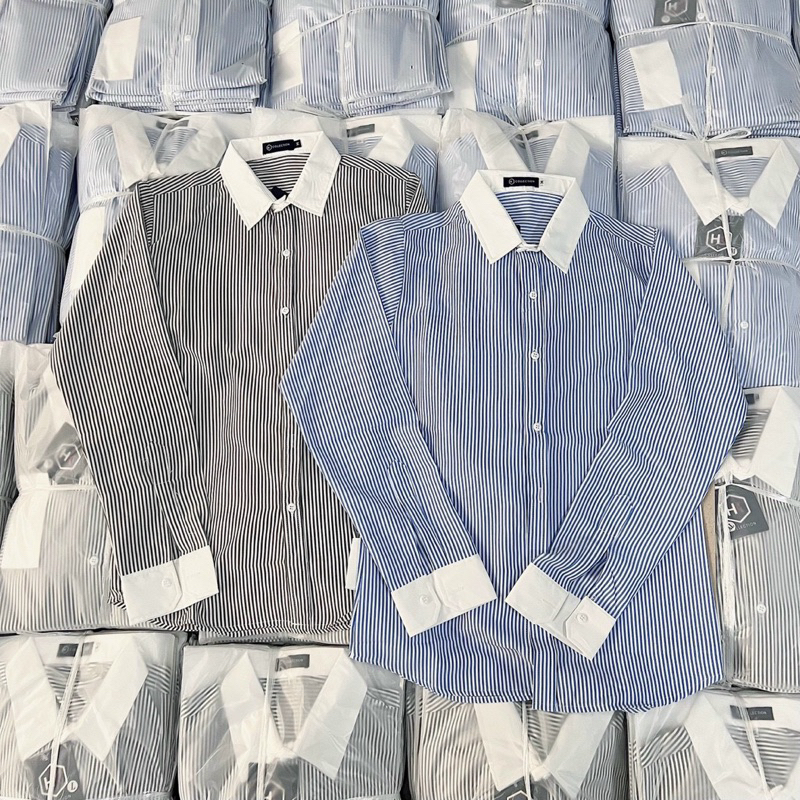 Áo sơ mi nam tay dài KATE LỤA KẺ SỌC DỌC SMTD