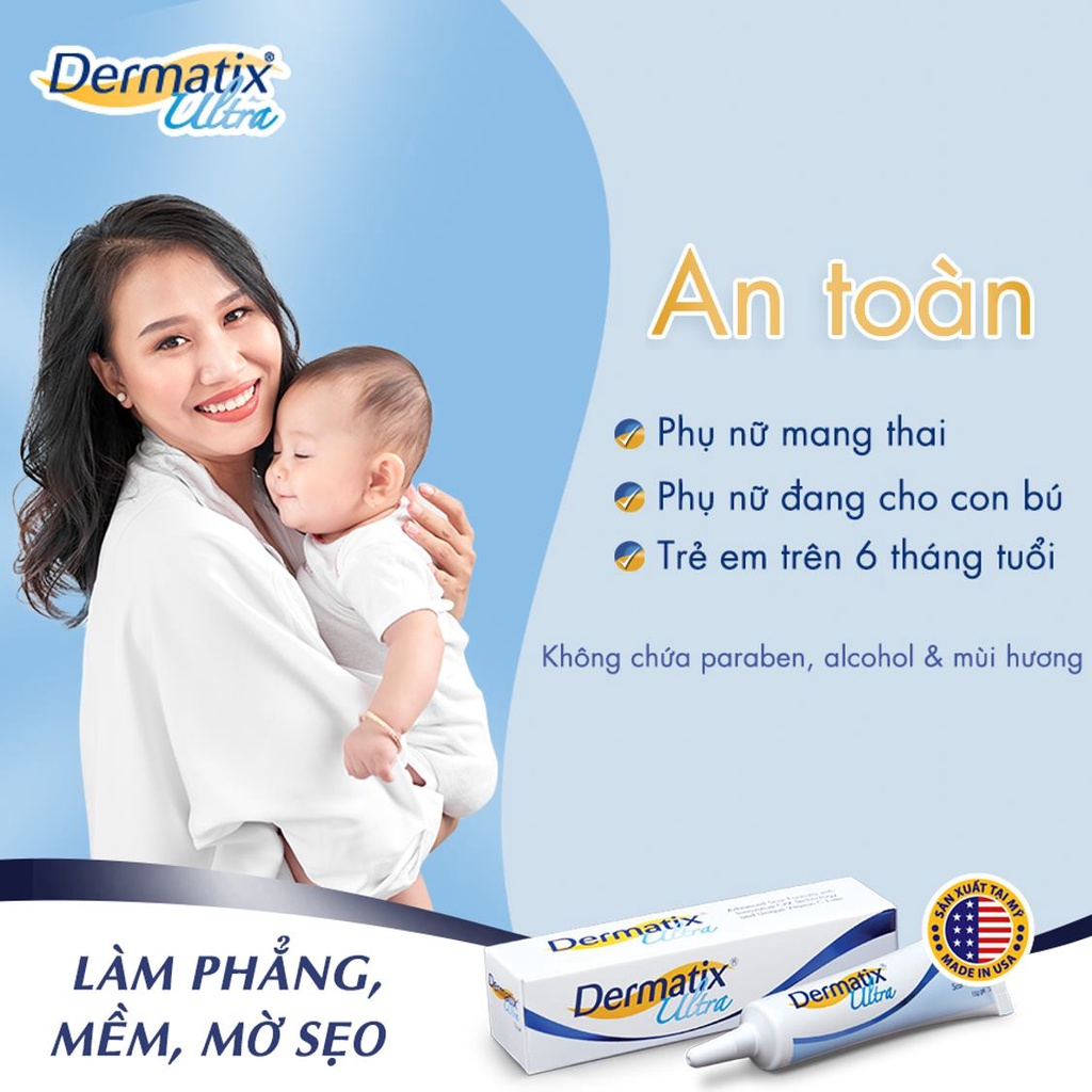 Dermatix Ultra Gel Kem Làm Mờ Sẹo Thâm, Sẹo Lồi,Pha loãng vết bỏng, vết sẹo cũ, vết rỗ mụn và dấu ấn15g [CHÍNH HÃNG]