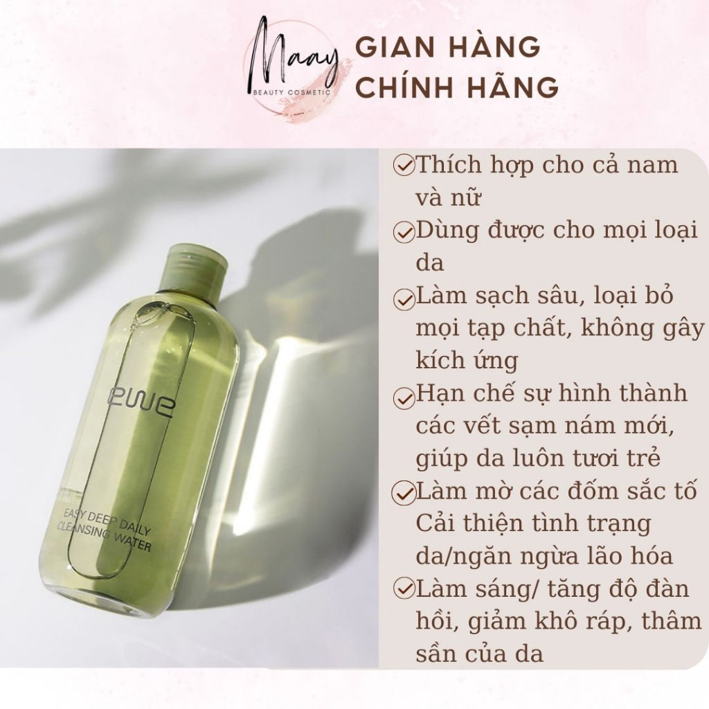 Nước Tẩy Trang EWE PERILLA FRUTESCENS EASY DEEP DAILY CLEANSING WATER YGCW300 300ml làm sạch sâu bụi bẩn, lớp trang điểm