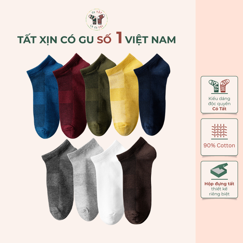 Tất Nam Cổ Ngắn Có Tất Là Có Tất chất cotton mịn dày, dệt lưới thông khí thoáng mát_ REFINE