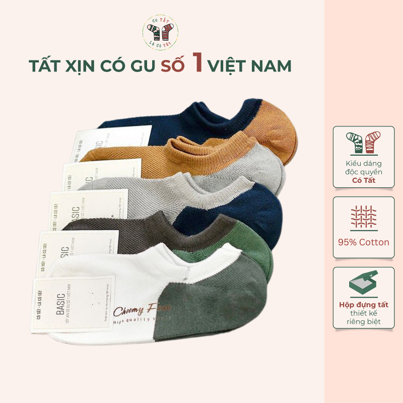 Set 5 Đôi Tất Nam Cổ Ngắn Có Tất Là Có Tất chất cotton dệt lưới siêu thoáng mát _ CHEEMY