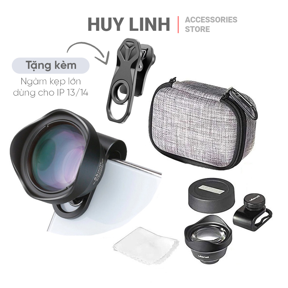 Lens điện thoại Ulanzi 65mm Tele 2X, macro 75mm, mắt cá 7.5mm, góc rộng 16mm+ kính lọc CPL 4K HD siêu nét