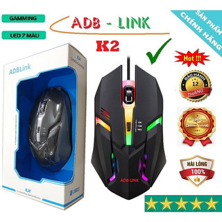 Chuột quang máy tính chơi game adb link có dây model k2 led đổi màu