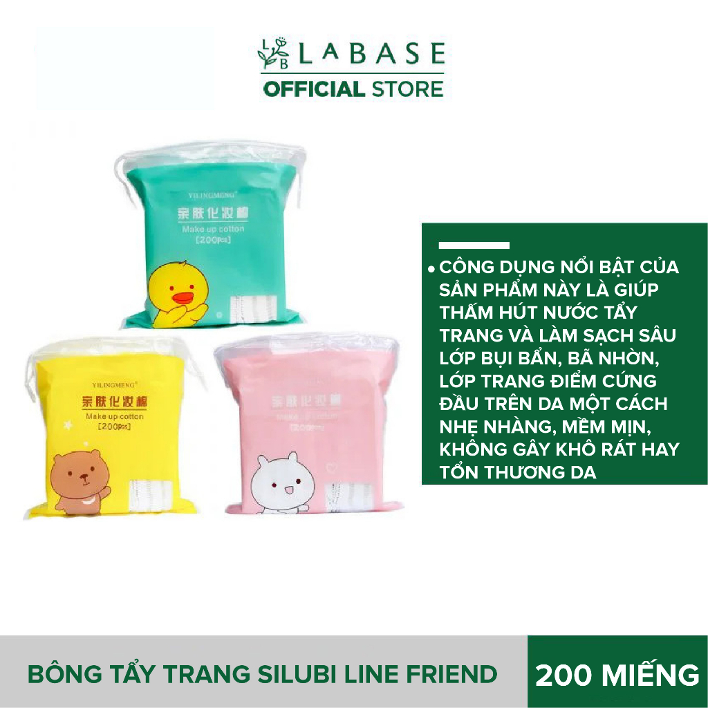 Bông tẩy trang Silubi Line Friend 200 miếng