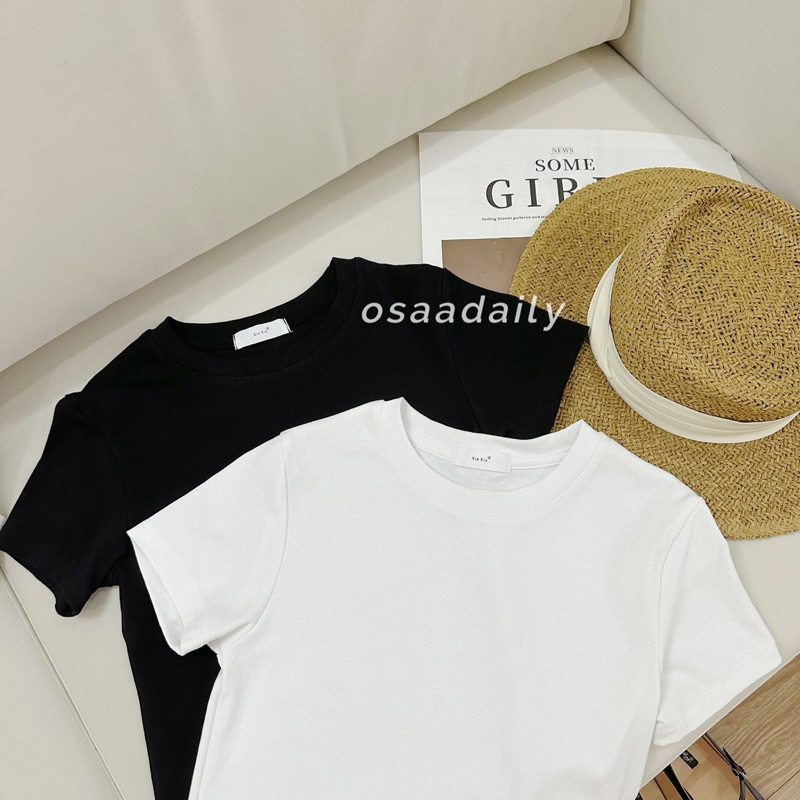 Áo thun ôm trơn cộc tay nữ cổ tròn chất cotton dày dặn OSAA DAILY