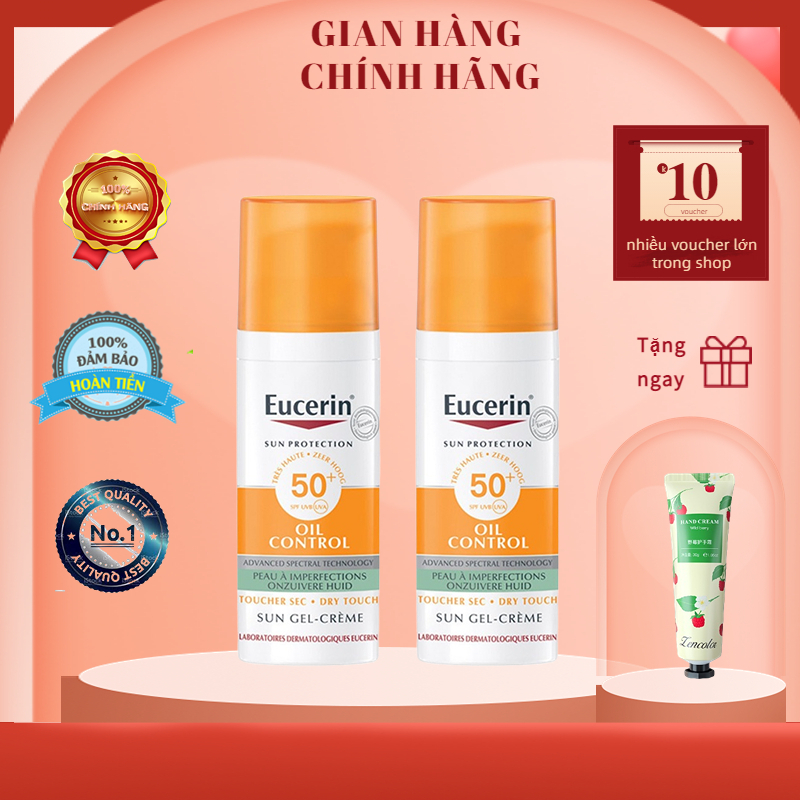 Kem Chống nắng SPF 50+ danh cho da mụn, bị mụn trứng cá Eucerin Sun Gel-Creme oil control Dry Touch SPF50+🎀🎀