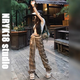 Quần suông kẻ bbr đai thừng [ Hàng order ]