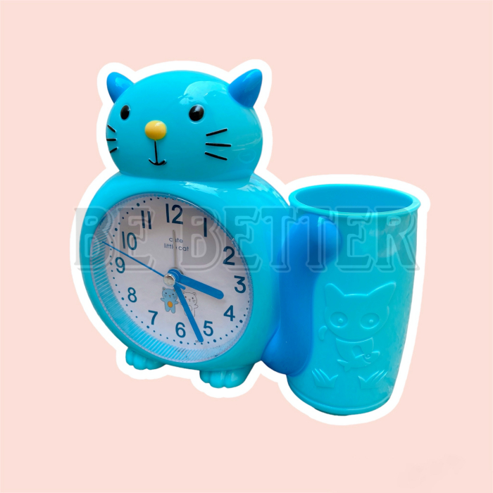 Đồng Hồ Báo Thức Hình Mèo Ngộ Nghĩnh Có Ống Đựng Bút Viết - Mới 100% 𝑩𝒆 𝑩𝒆𝒕𝒕𝒆𝒓