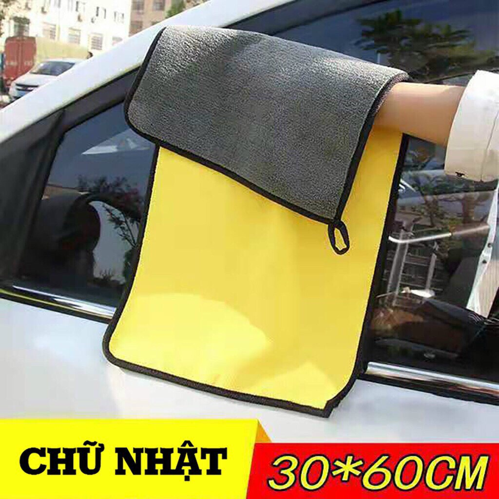 Khăn Lau Xe Ô Tô – Khăn Microfiber Lau Xe Hơi Màu Vàng 2 Lớp Siêu Thấm Hút Cực Dày Chuyên Dụng Cho Ô Tô