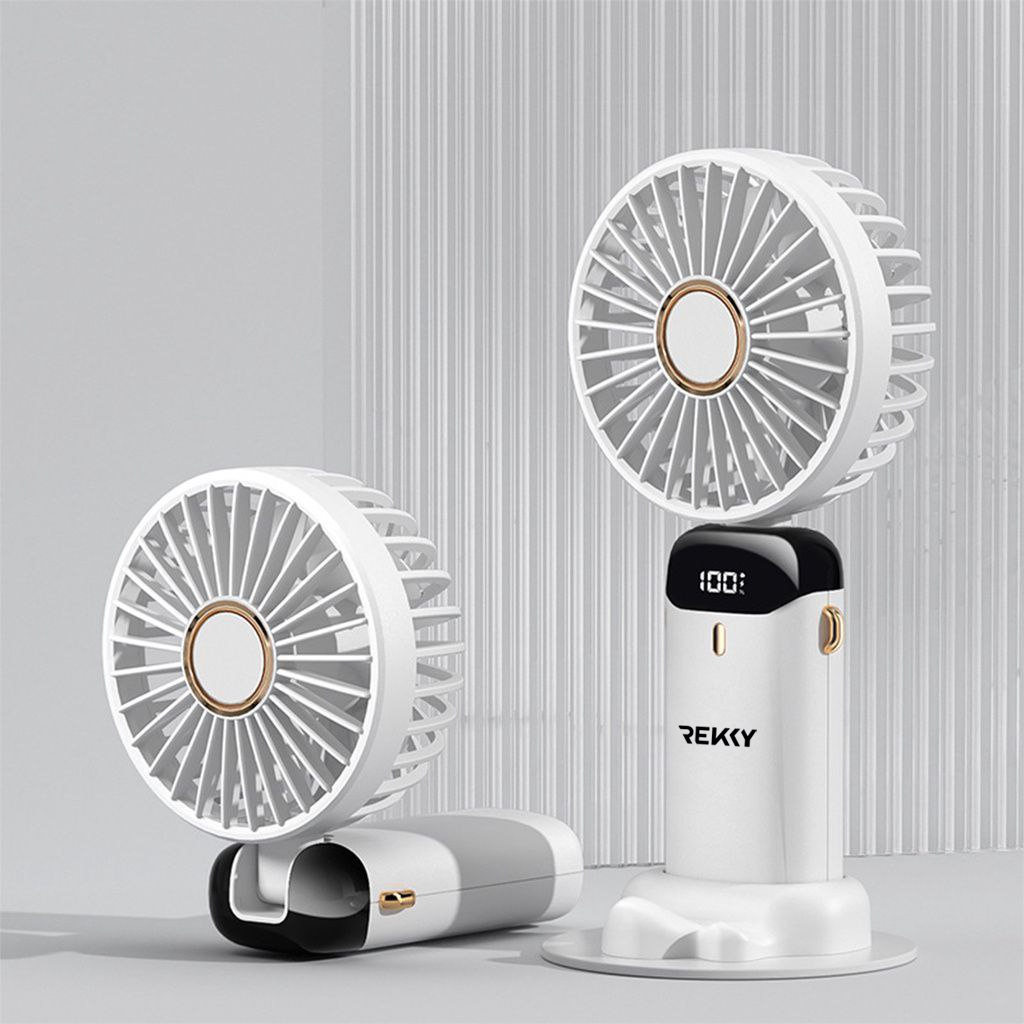 Quạt Điện REKKY ,quạt Mini Có báo thời lượng pin,Quạt Cầm Tay Mini quạt để bàn có thể gập lại.Tặng kèm dây và viên thơm