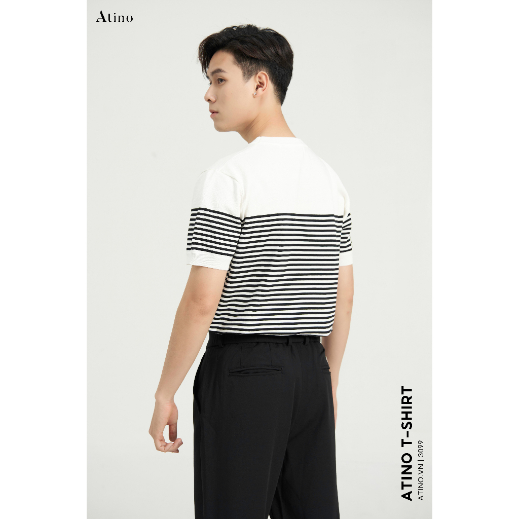 Áo Thun Cổ Tròn Nam ATINO Vải Len Viscose Trẻ Trung Form Regular AP2.3099