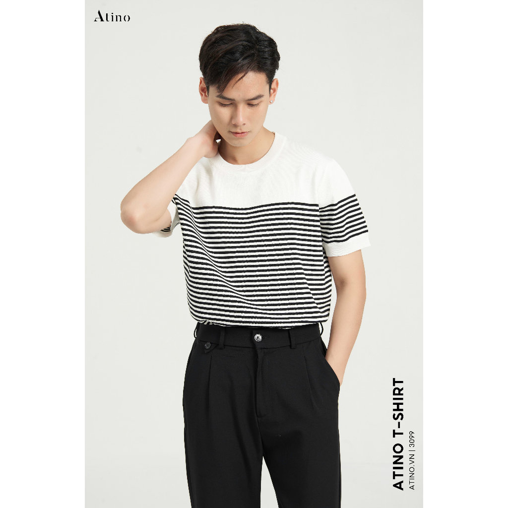 Áo Thun Cổ Tròn Nam ATINO Vải Len Viscose Trẻ Trung Form Regular AP2.3099