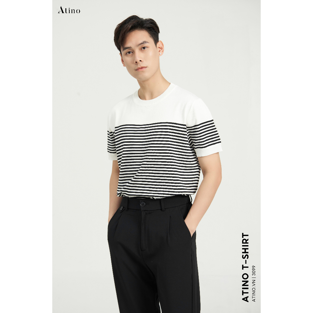 Áo Thun Cổ Tròn Nam ATINO Vải Len Viscose Trẻ Trung Form Regular AP2.3099