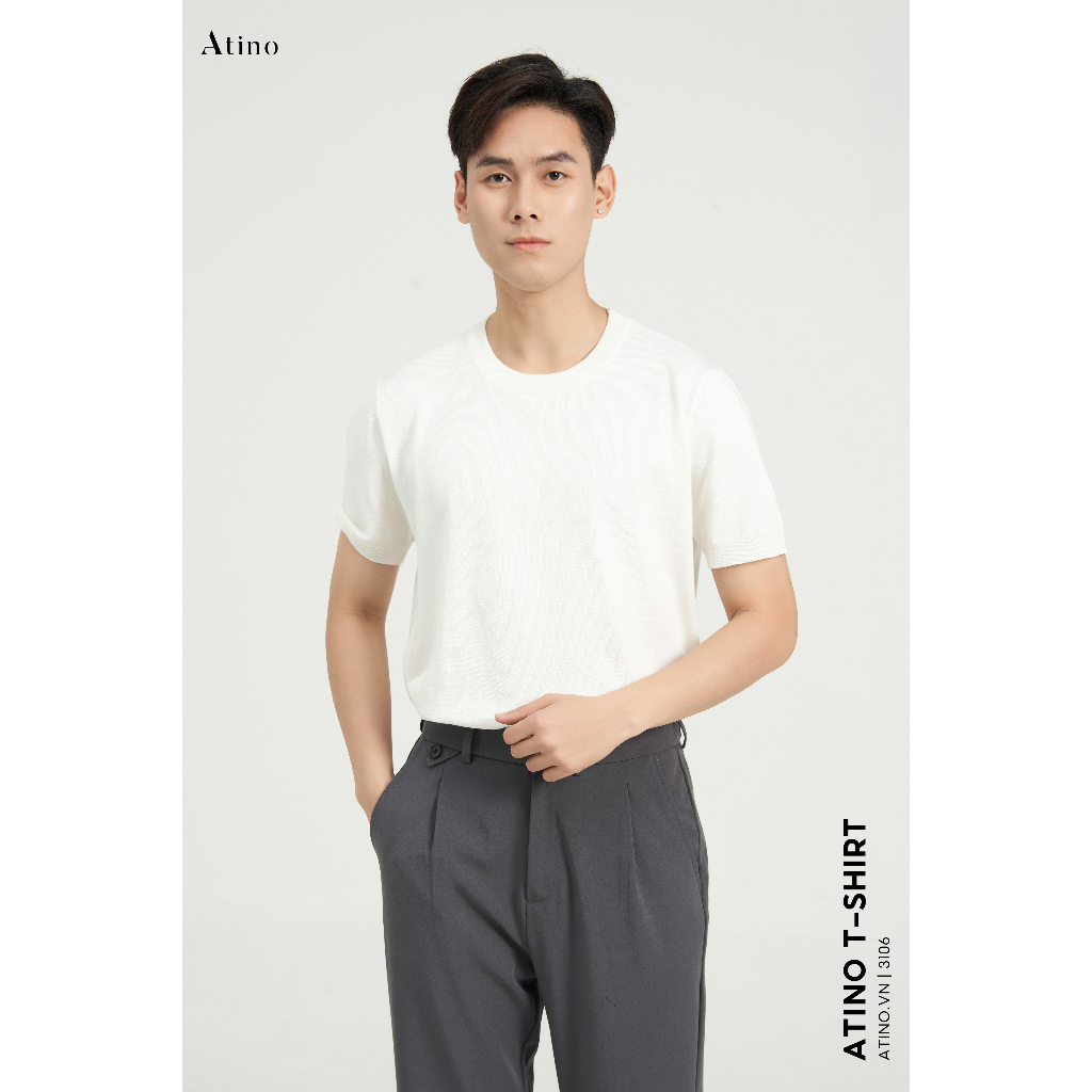 Áo Thun Cổ Tròn Nam ATINO Vải Len Viscose Trẻ Trung Form Regular AP4.3106