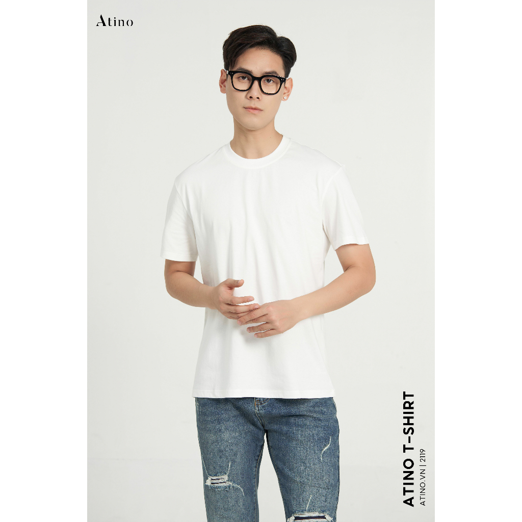 Áo Thun Ngắn Tay Nam Trơn Cổ Tròn ATINO Chất Cotton Thoáng Mát form Slim-Fit - Áo Phông Nam AP5.2119